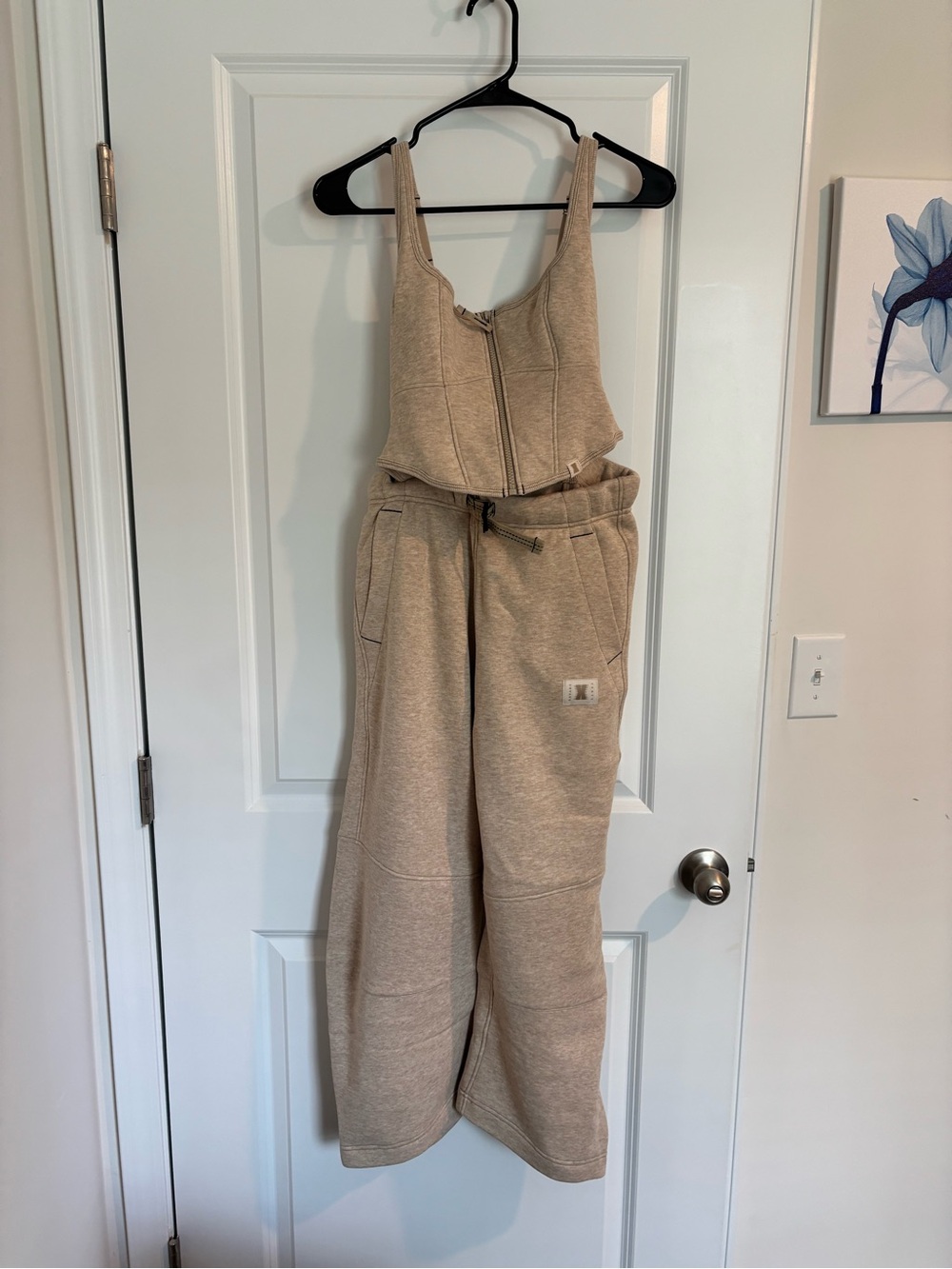 Savage X Fenty Cargo Fleece Bustier & Jogger Set NWT Beige Latte Heather Size S